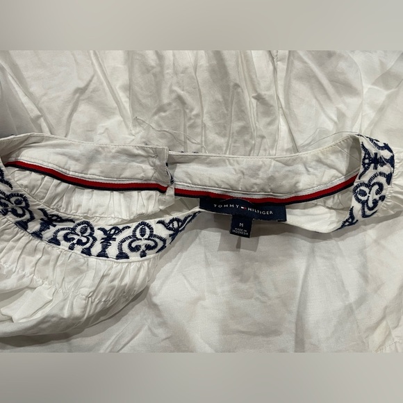 Tommy Hilfiger White and Blue Embroidered Blouse - Picture 13 of 13